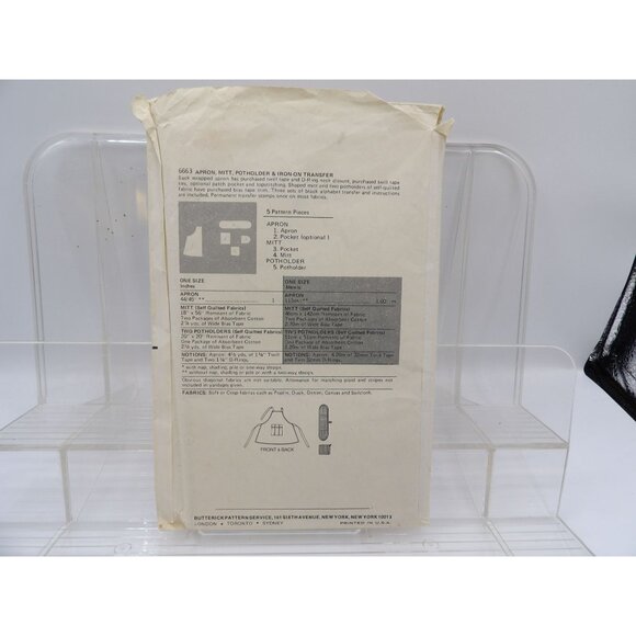 Vintage Butterick 6663 Apron Mitt & Potholder Iron-On Transfer Pattern- Open/ Un - Picture 2 of 2